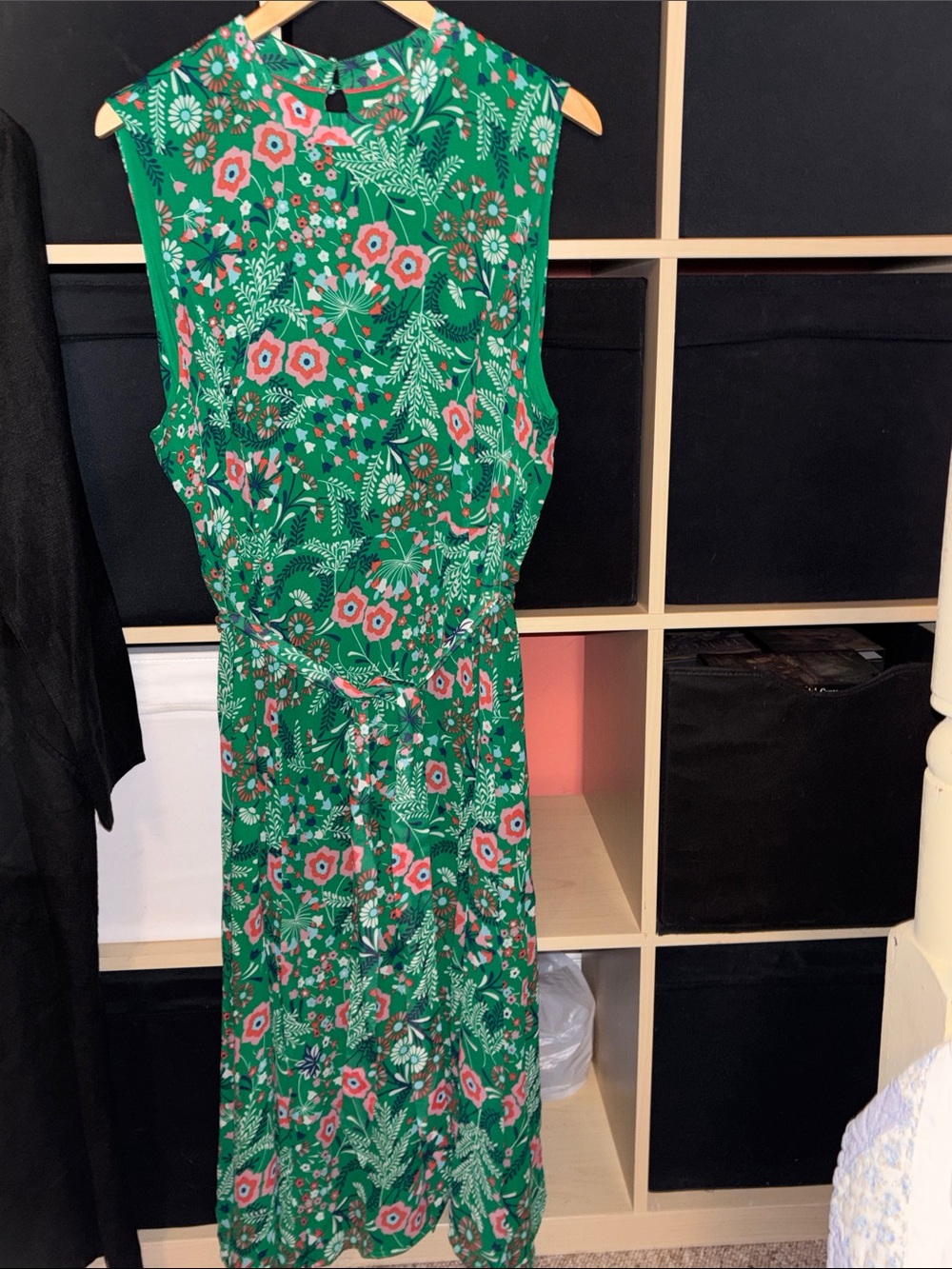 Boden Green Floral Belted Sleeveless Dress 18/20